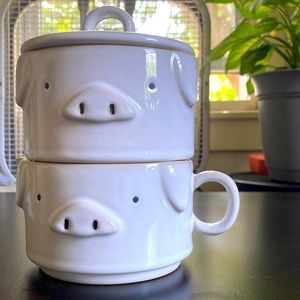 🐷 Adorable Piglet Matching Cup Set With Lid 🐷